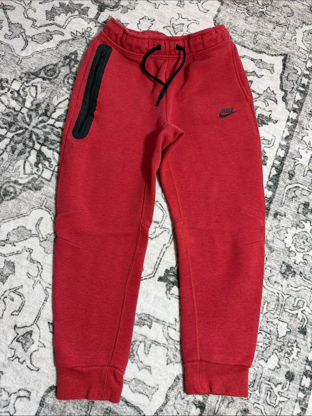 Nike tech youth Red Jogger Pants with Black Accents